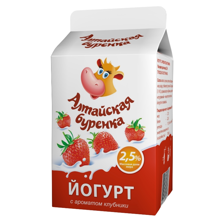 Йогурт с ароматом клубники 2,5% Алтайская Буренка
