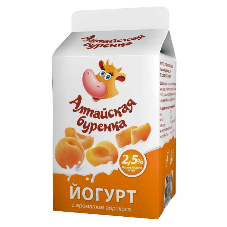 Йогурт с ароматом абрикоса 2,5% Алтайская Буренка