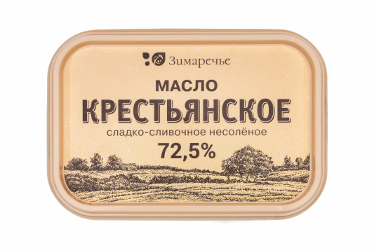 Масло «Зимаречье» Крестьянское сладко-сливочное несоленое, 72,5%, 180 г