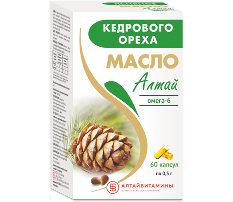 Масло кедрового ореха "Алтай" 0,5 г № 60 (капсулы)